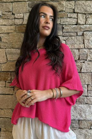 Conrad Box Cotton Knit Hot Pink